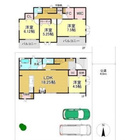 三郷市鷹野、新築一戸建ての間取り画像です