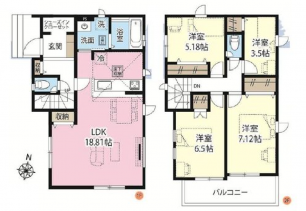 吉川市大字保、新築一戸建ての間取り画像です