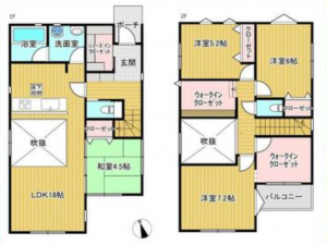 三郷市早稲田、新築一戸建ての間取り画像です