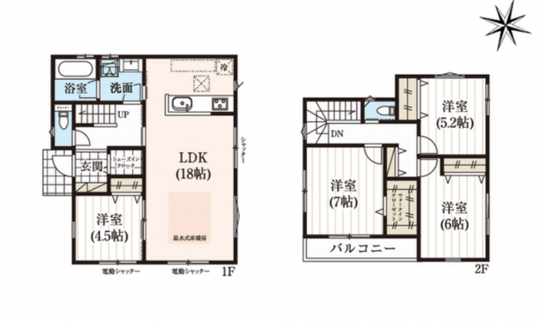 吉川市吉川、新築一戸建ての間取り画像です