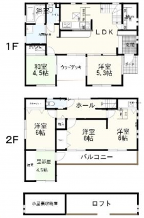 吉川市美南、中古一戸建ての間取り画像です