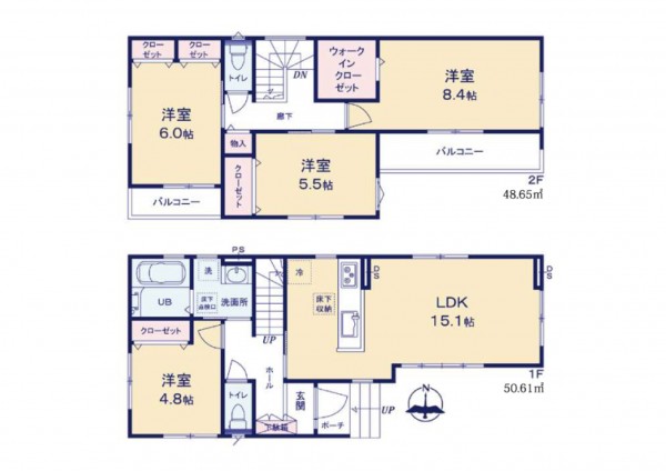 三郷市小谷堀、中古一戸建ての間取り画像です