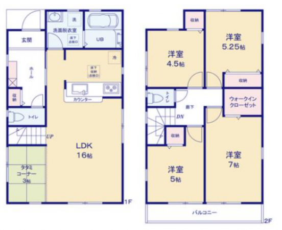 三郷市彦倉、新築一戸建ての間取り画像です