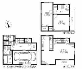 三郷市戸ケ崎、新築一戸建ての間取り画像です