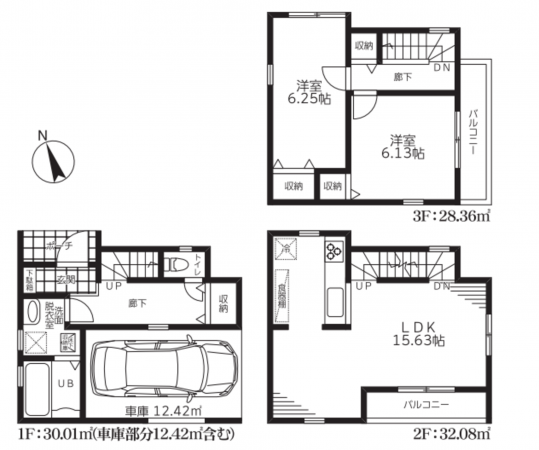 三郷市戸ケ崎、新築一戸建ての間取り画像です