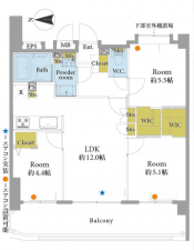 三郷市三郷、マンションの間取り画像です