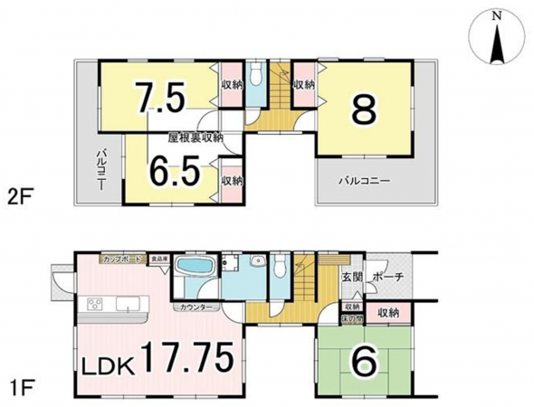 吉川市高久、中古一戸建ての間取り画像です