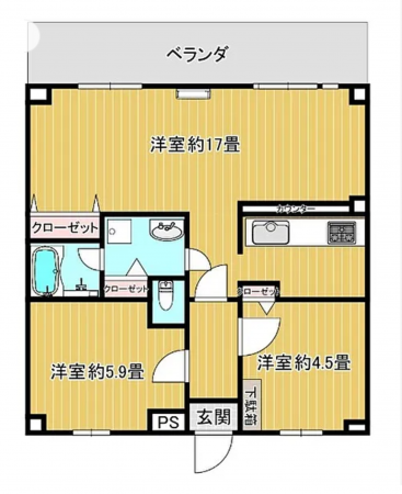 三郷市高州、マンションの間取り画像です