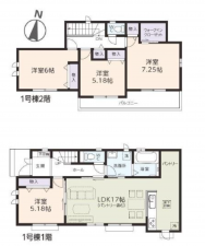 吉川市中央、新築一戸建ての間取り画像です