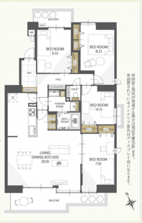 三郷市さつき平、マンションの間取り画像です