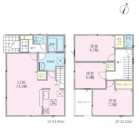 吉川市吉川、新築一戸建ての間取り画像です