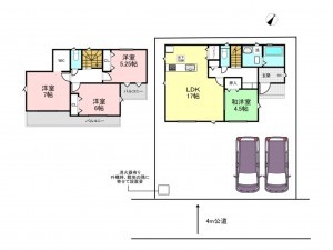 吉川市新栄、新築一戸建ての間取り画像です