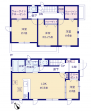 三郷市戸ケ崎、新築一戸建ての間取り画像です