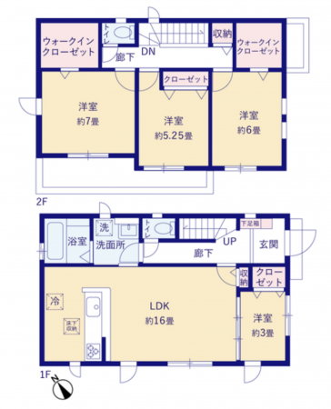 三郷市戸ケ崎、新築一戸建ての間取り画像です
