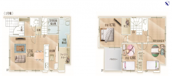 三郷市戸ケ崎、新築一戸建ての間取り画像です