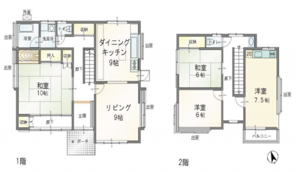三郷市早稲田、中古一戸建ての間取り画像です