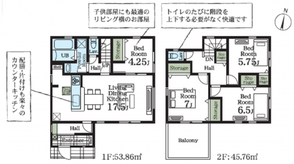 吉川市大字保、新築一戸建ての間取り画像です