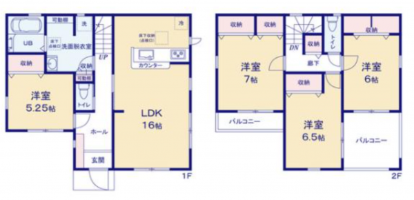 三郷市新和、新築一戸建ての間取り画像です
