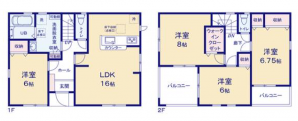 三郷市新和、新築一戸建ての間取り画像です