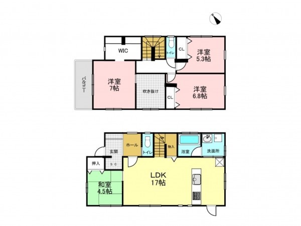 吉川市高富、中古一戸建ての間取り画像です