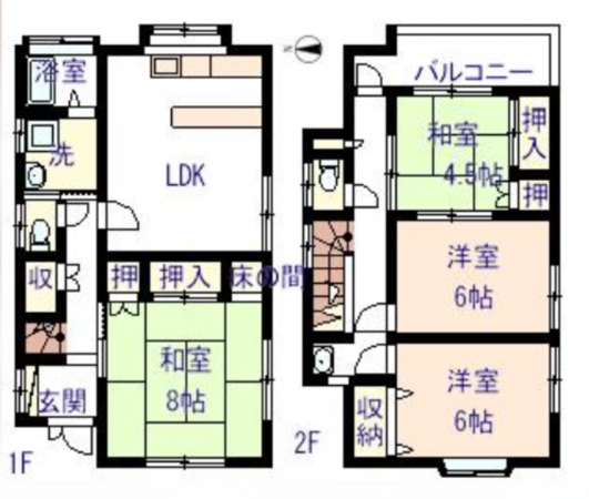 三郷市戸ケ崎、中古一戸建ての間取り画像です
