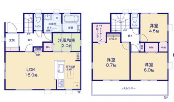 三郷市彦成、新築一戸建ての間取り画像です