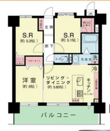 吉川市保、マンションの間取り画像です