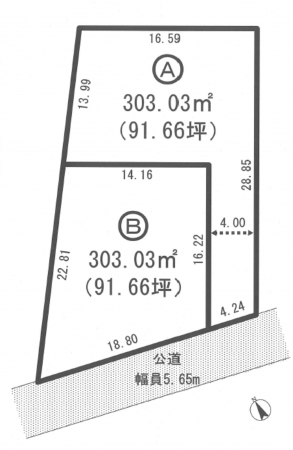 吉川市大字土場、土地の間取り画像です