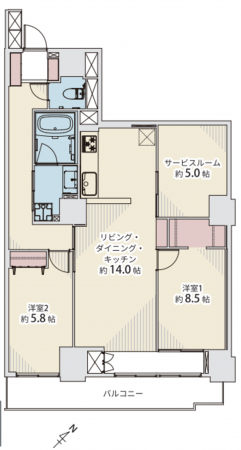 三郷市さつき平、マンションの間取り画像です