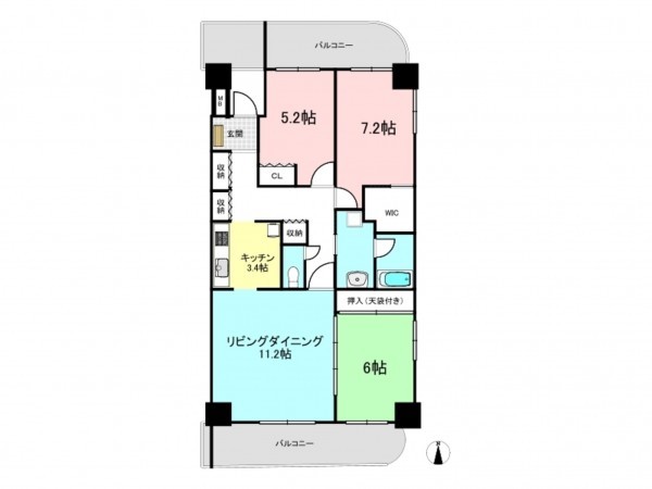 三郷市鷹野、マンションの間取り画像です