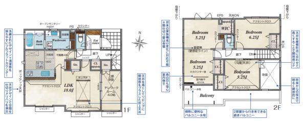 吉川市中曽根、新築一戸建ての間取り画像です