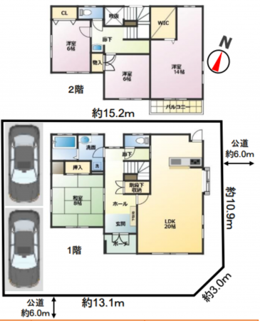 吉川市きよみ野、中古一戸建ての間取り画像です