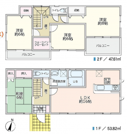 三郷市彦糸、中古一戸建ての間取り画像です