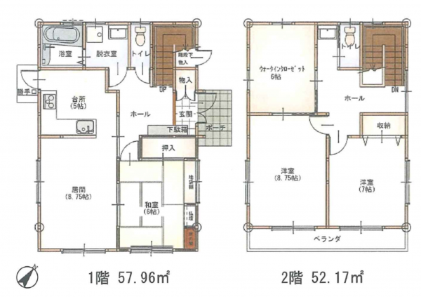 吉川市中央、中古一戸建ての間取り画像です