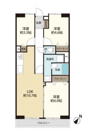 三郷市三郷、マンションの間取り画像です