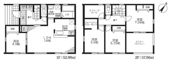 吉川市大字上内川、新築一戸建ての間取り画像です
