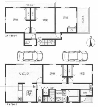 三郷市彦成、中古一戸建ての間取り画像です