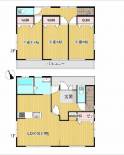 三郷市早稲田、中古一戸建ての間取り画像です
