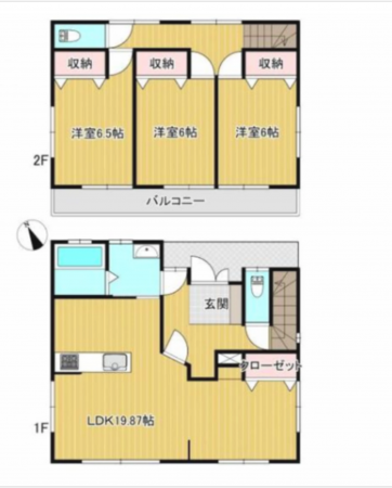 三郷市早稲田、中古一戸建ての間取り画像です