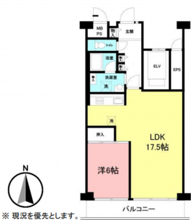 三郷市新和、マンションの間取り画像です