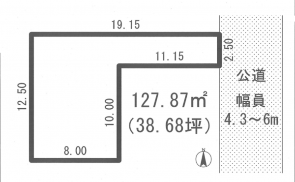 吉川市大字三輪野江、土地の間取り画像です