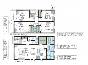 三郷市彦糸、新築一戸建ての間取り画像です