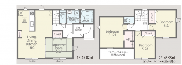 三郷市鷹野、新築一戸建ての間取り画像です