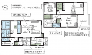 三郷市彦川戸、新築一戸建ての間取り画像です