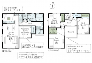 吉川市新栄、新築一戸建ての間取り画像です
