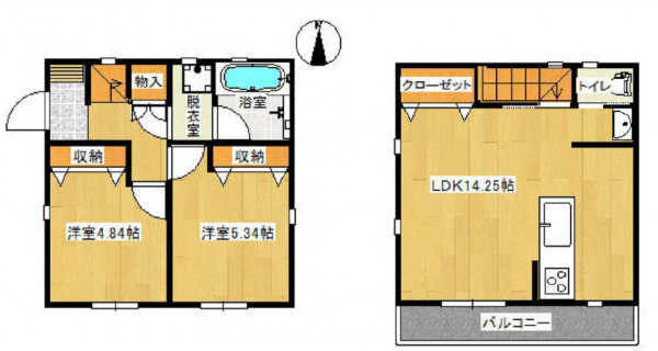 三郷市栄、新築一戸建ての間取り画像です