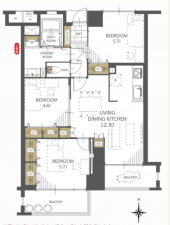 三郷市東町、マンションの間取り画像です
