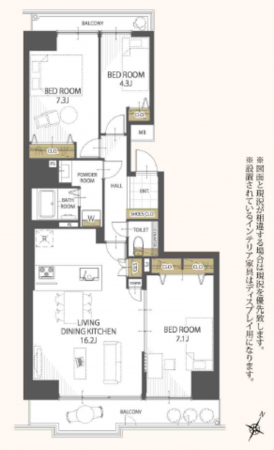 三郷市さつき平、マンションの間取り画像です
