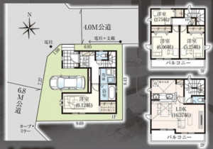 三郷市彦川戸、新築一戸建ての間取り画像です