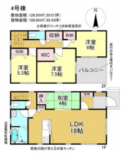 三郷市鷹野、新築一戸建ての間取り画像です